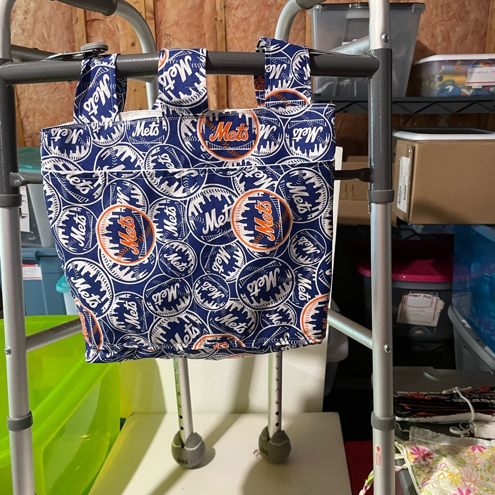 Blue and Orange Mets Attachable Walker Tote Bag